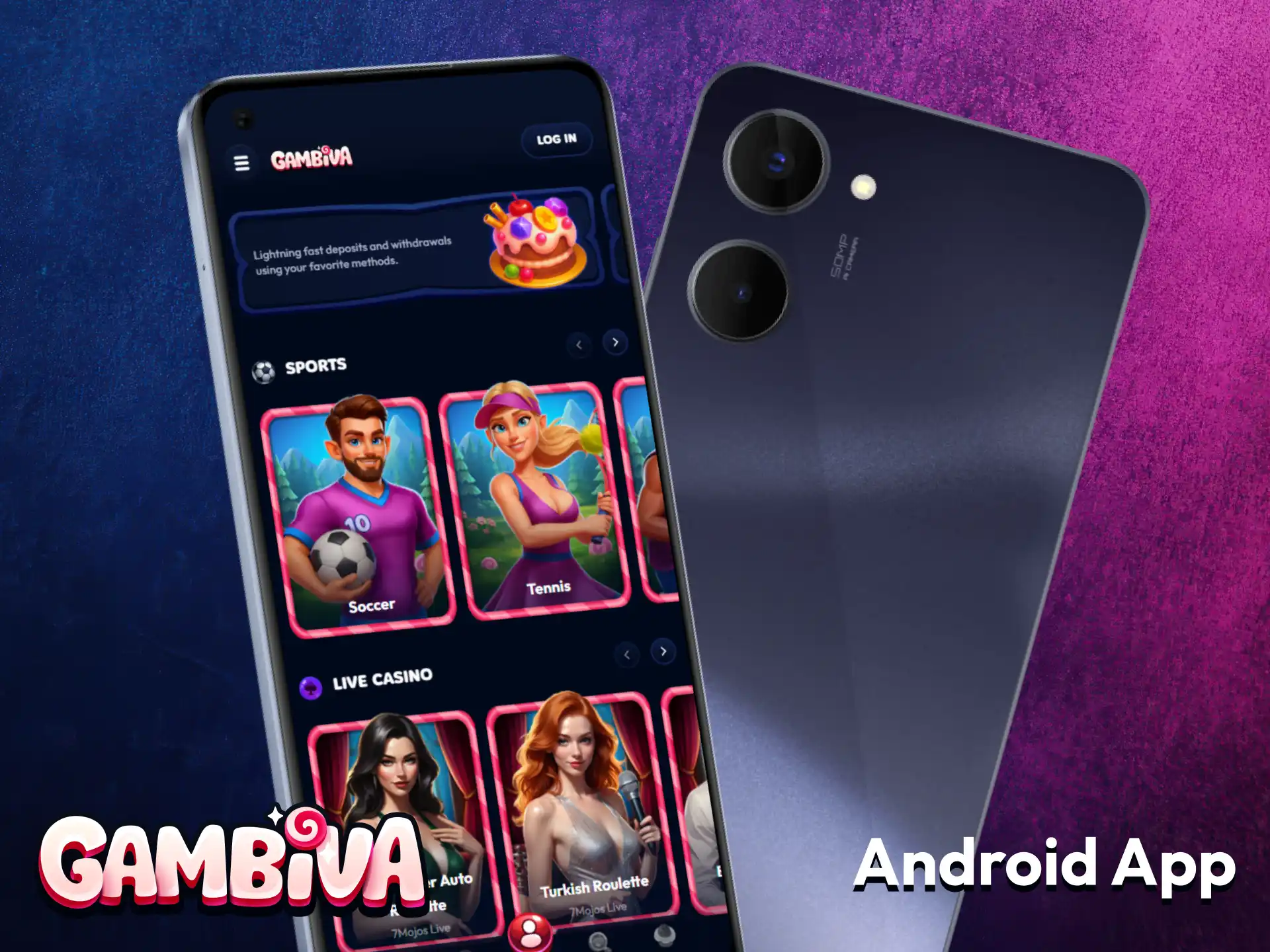 Use the Gambiva Android app for sports betting and casino entertainment.