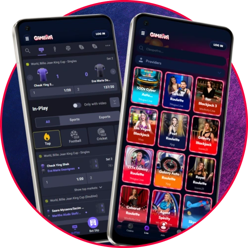 Enjoy live betting and live casino action in the Gambiva app.