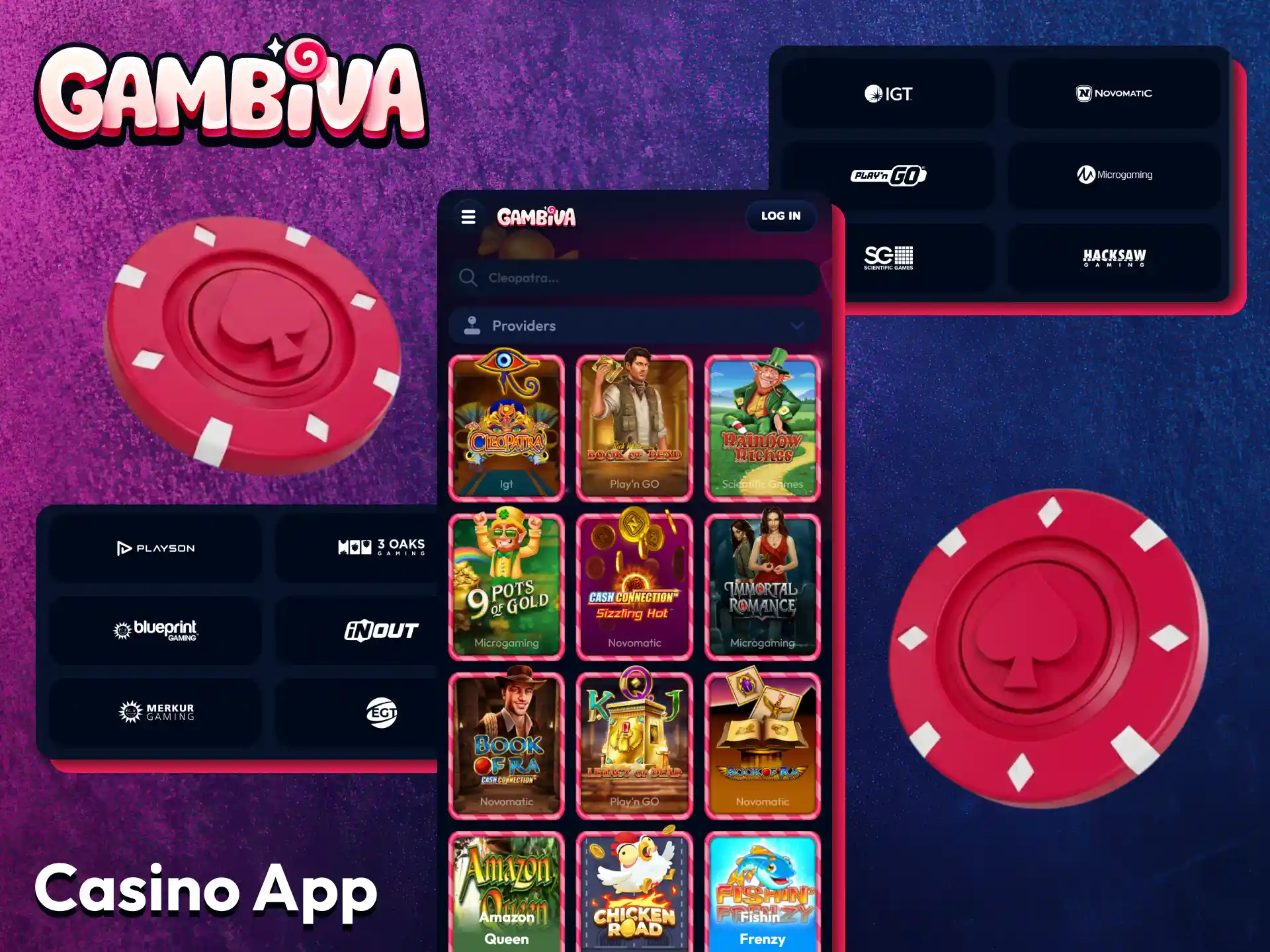 Enjoy casino entertainment through the Gambiva casino app.