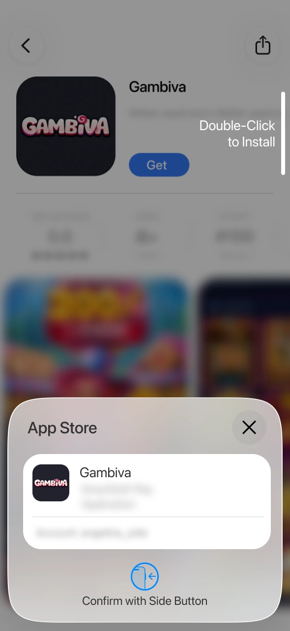 Authenticate the Gambiva app download using your device security settings.