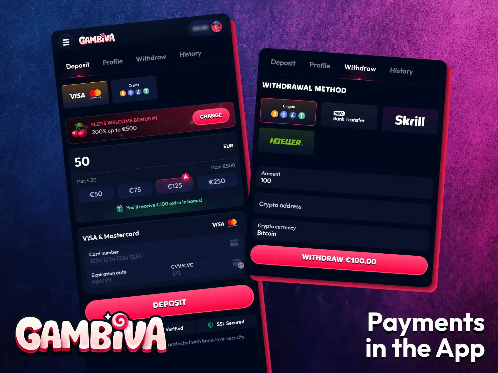 Manage payments easily through the Gambiva mobile app in the United Kingdom.