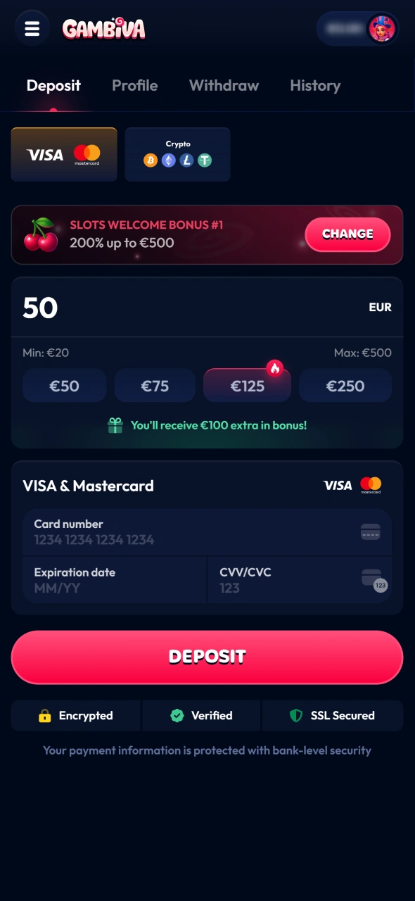 Make a qualifying deposit into your Gambiva account to claim rewards.