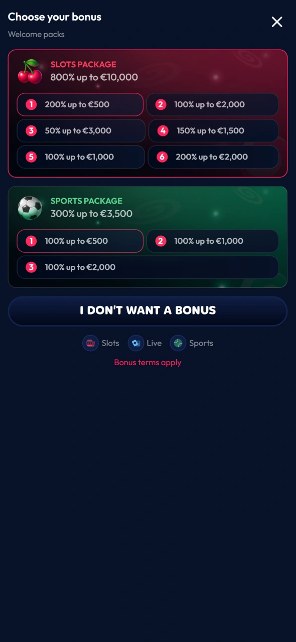 Enter your Gambiva promo code during the bonus activation process.