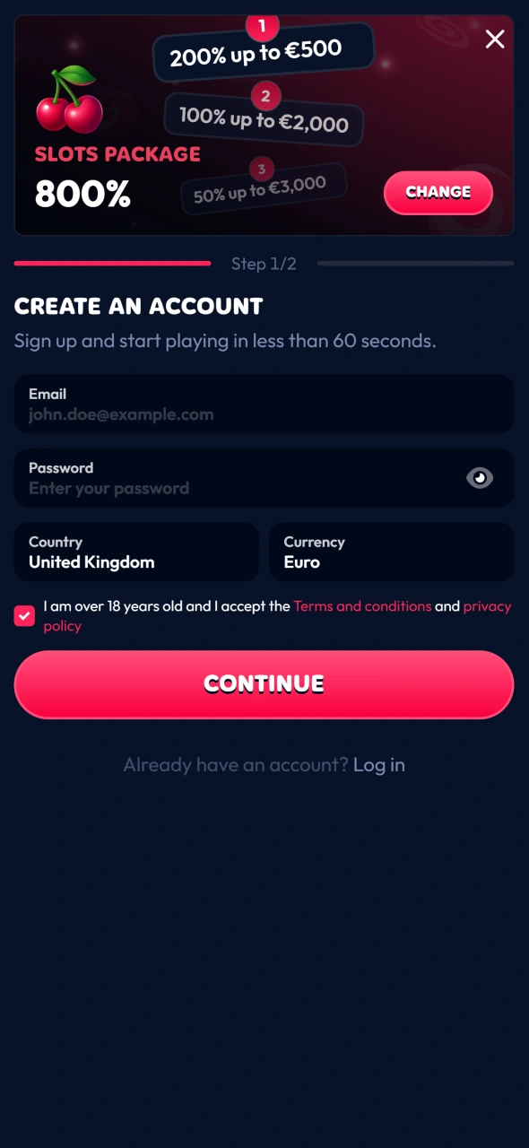 Register your Gambiva account to become eligible for available bonuses.