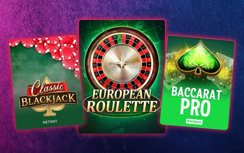 Play classic table games through the Gambiva casino section.