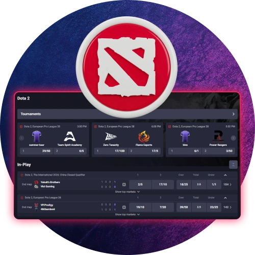 Place bets on competitive Dota 2 tournaments through Gambiva.
