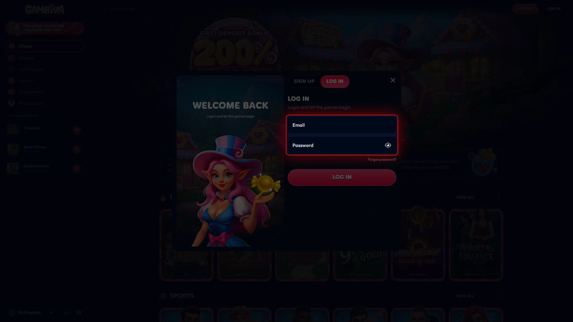 Enter your credentials to sign in to your Gambiva account.