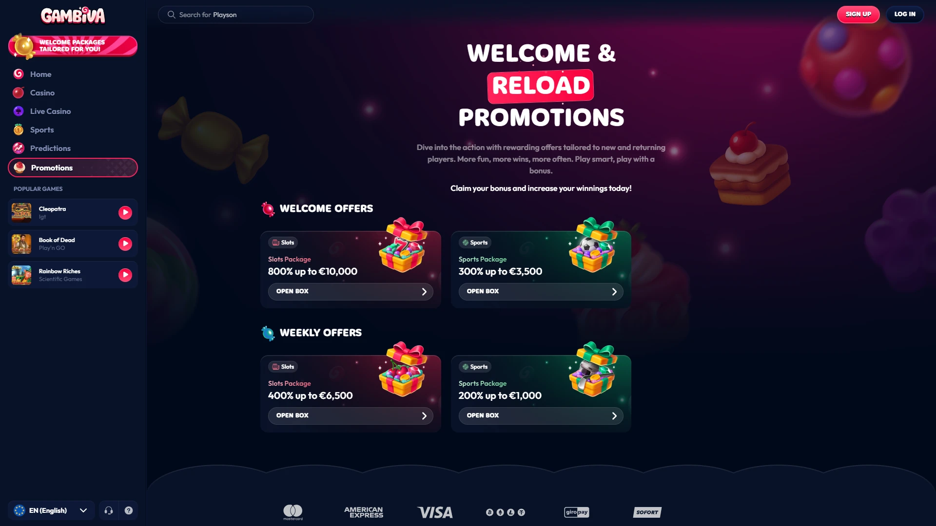 Check available rewards and promotional offers provided by Gambiva.