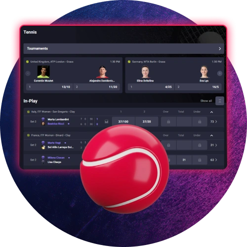 Follow tennis tournaments and place wagers through Gambiva.