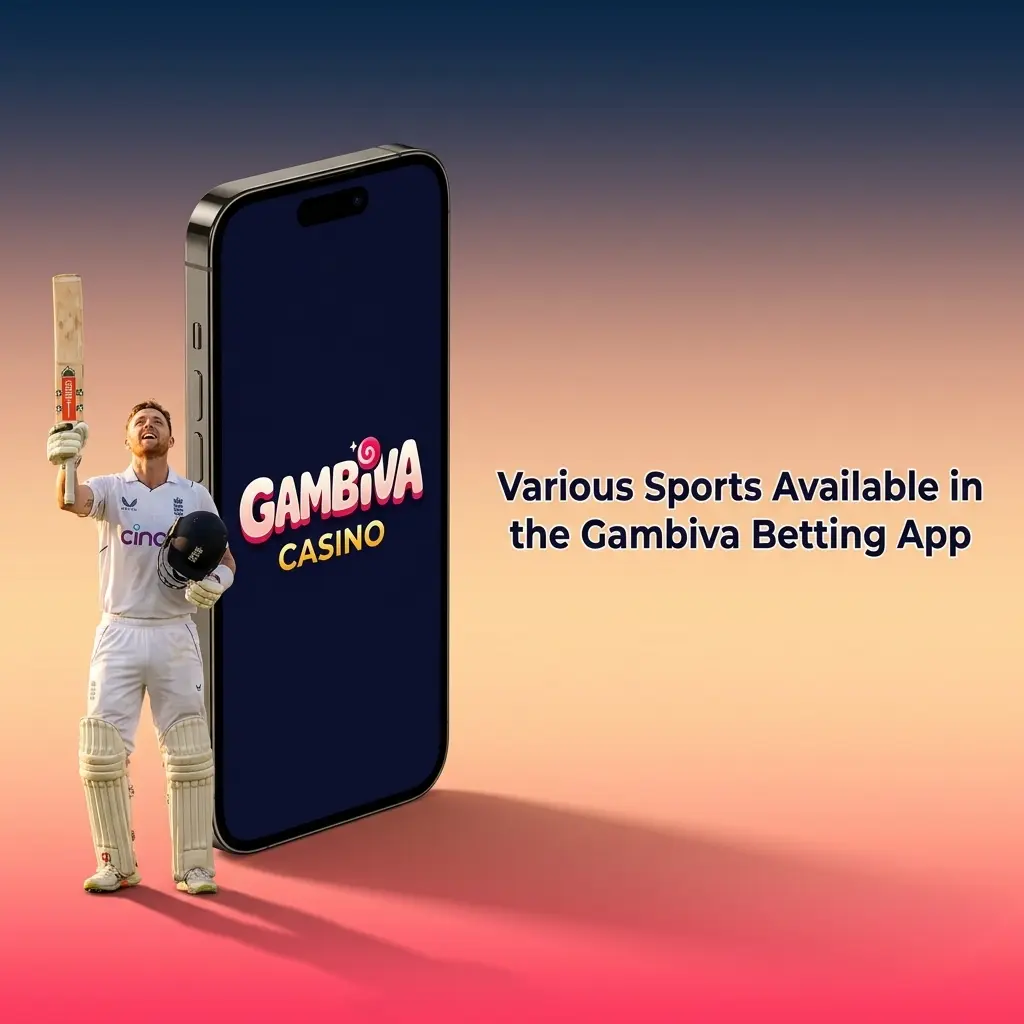 Gambiva betting app sports menu showing football, tennis, basketball, cricket, rugby, golf, and eSports options for UK bettors